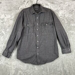 Dakota Button Front Shirt Men's M Black Denim Pearl Snap Closure 100% Cotton